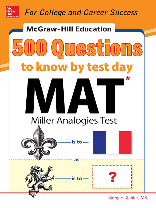 Title details for McGraw-Hill Education 500 MAT Questions to Know by Test Day by Kathy A. Zahler - Available